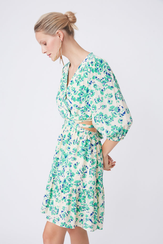 Celine - Short Fluid Floral Printed Dress - Suncoo HK