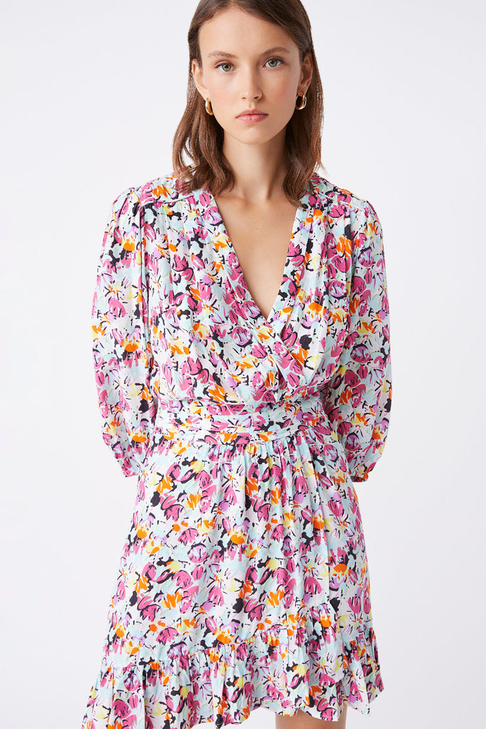 Ciana - Short Flowing Dress With Floral Print - Suncoo HK