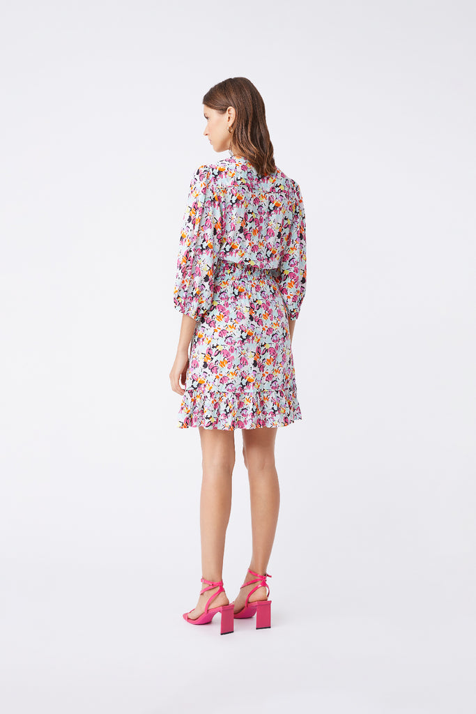 Ciana - Short Flowing Dress With Floral Print - Suncoo HK