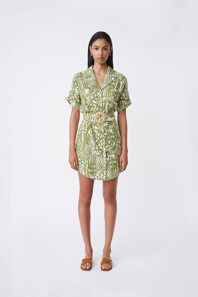 Chima - Tropical Printed Shirt Dress - Suncoo HK