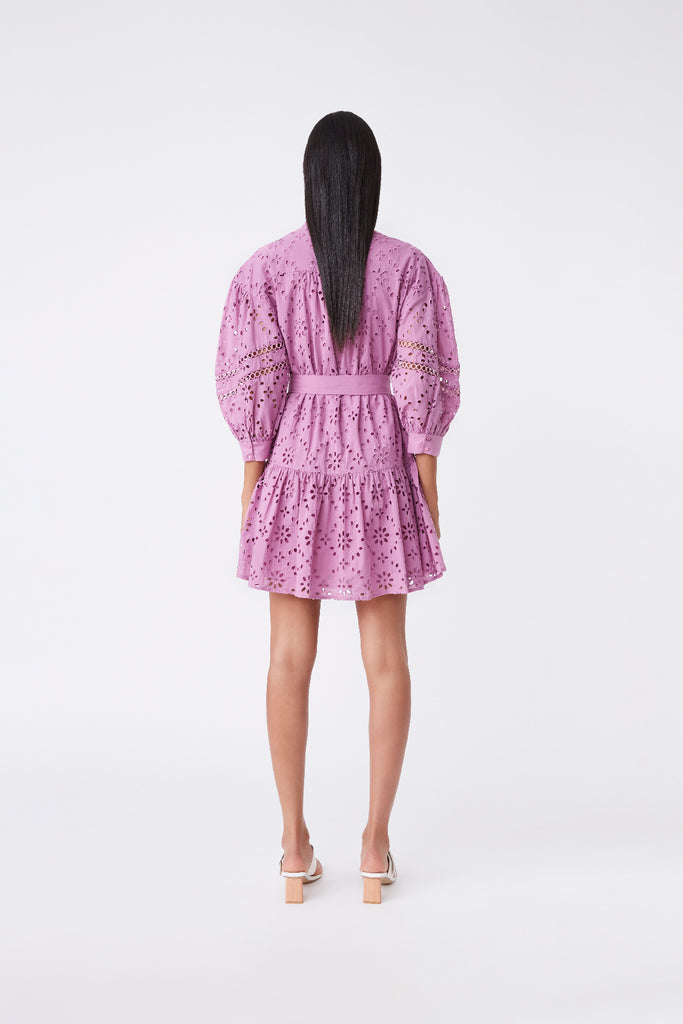 Carlota - Belted Openwork Short Dress - Suncoo HK