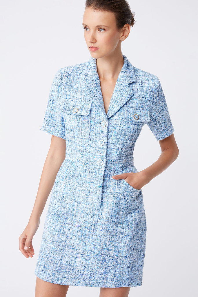Colette - Plain Tweed Dress - Suncoo HK