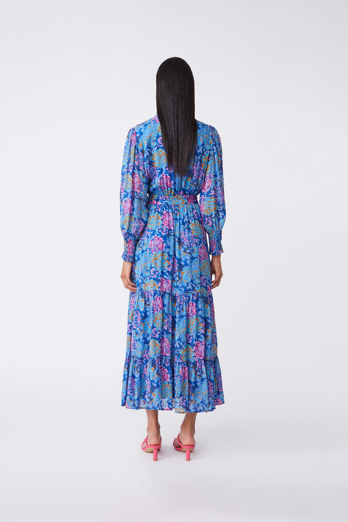 Cendra - Floral print belted long dress - Suncoo HK