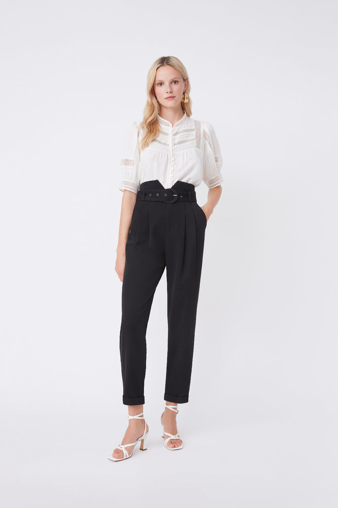 Jake - High-Waisted Belted Flowing Pants - Suncoo HK