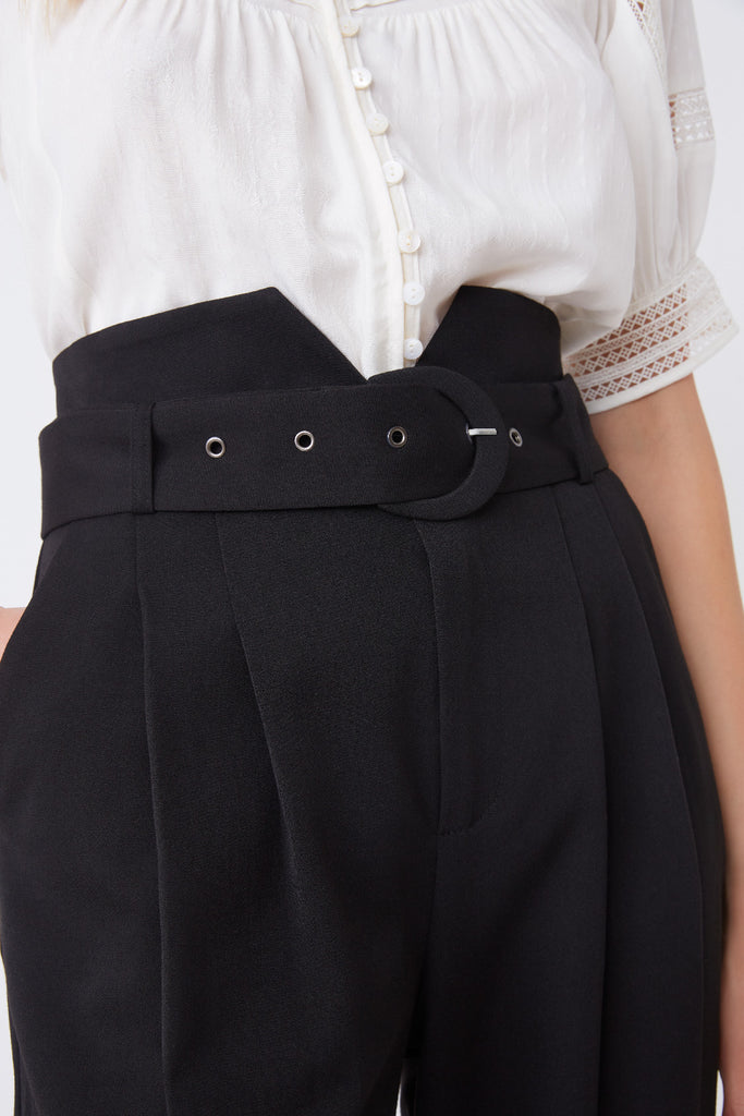 Jake - High-Waisted Belted Flowing Pants - Suncoo HK