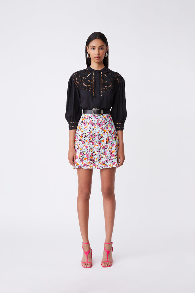 Flora - Short Skirt With Floral Print - Suncoo HK
