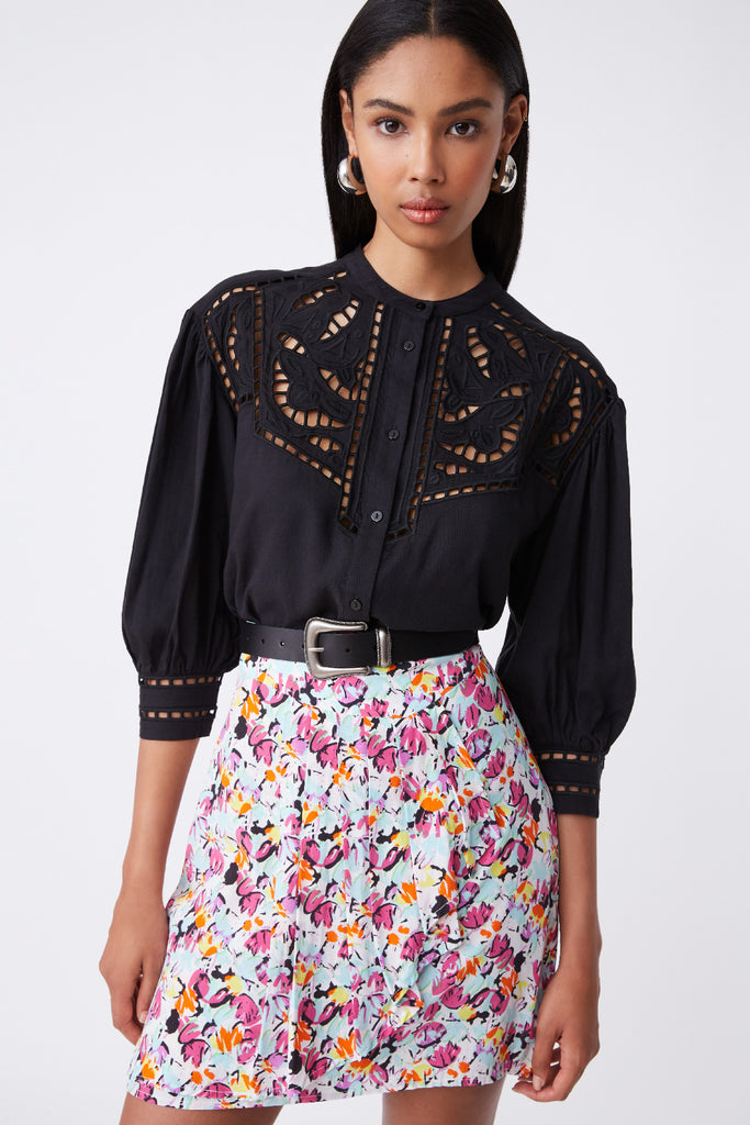 Flora - Short Skirt With Floral Print - Suncoo HK