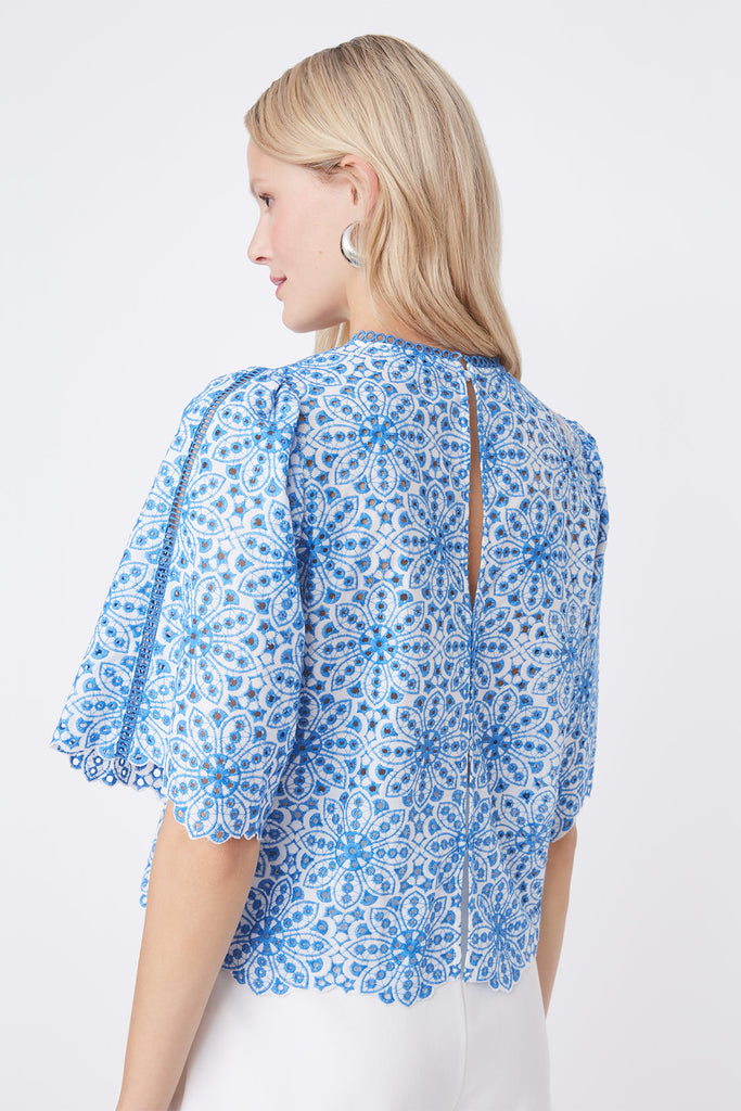 Loucia - Embroidered Blouse With Openwork Details - Suncoo HK