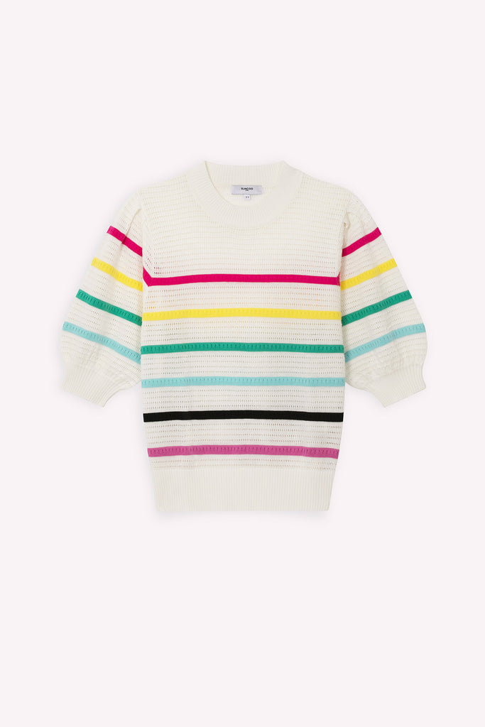 Pridy - Striped Jumper With Openwork Details - Suncoo HK